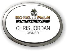 (image for) Royal Palm Real Estate Services Executive White Oval Silver Framed Badge